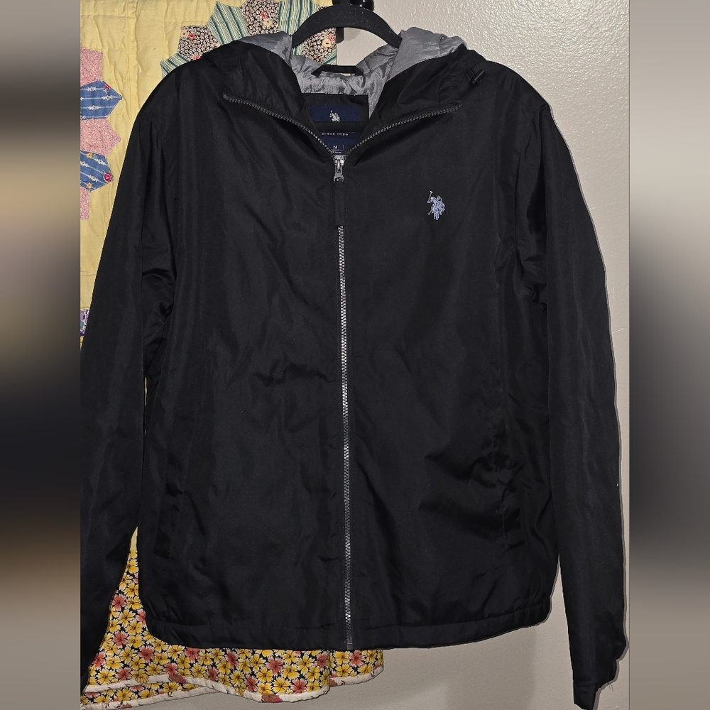 US POLO Men's Black Windbreaker